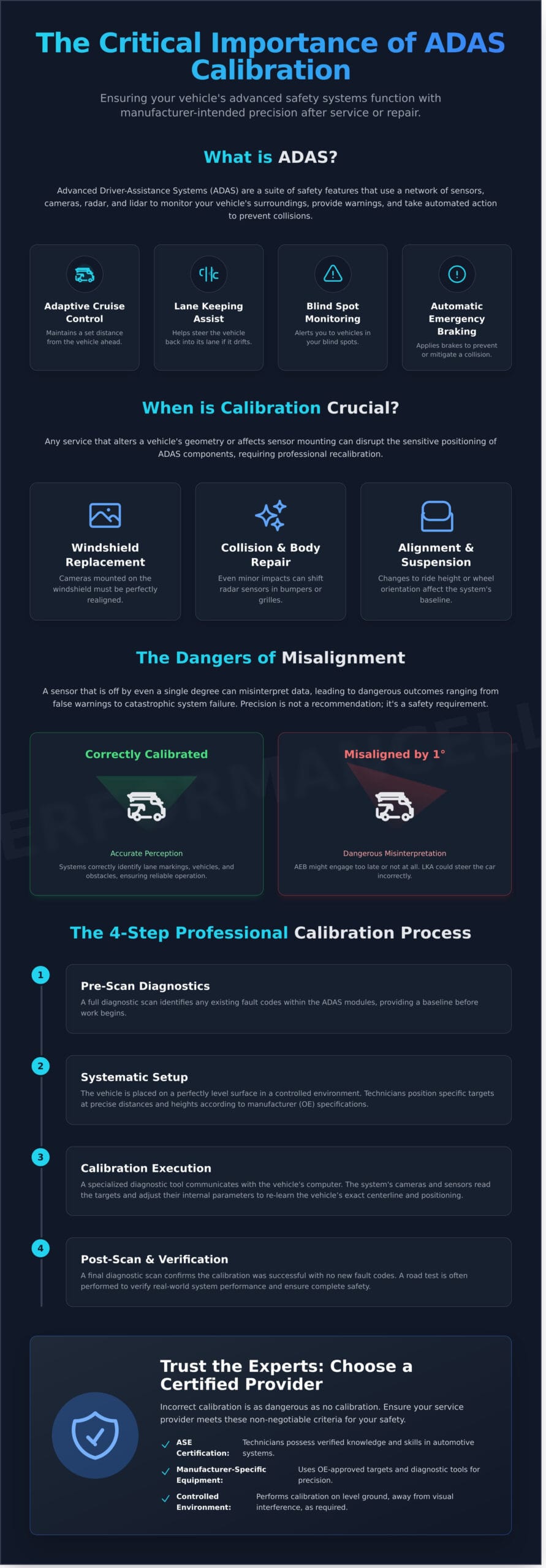 ADAS Calibration Services: Ensuring Safety and Precision - Infographic