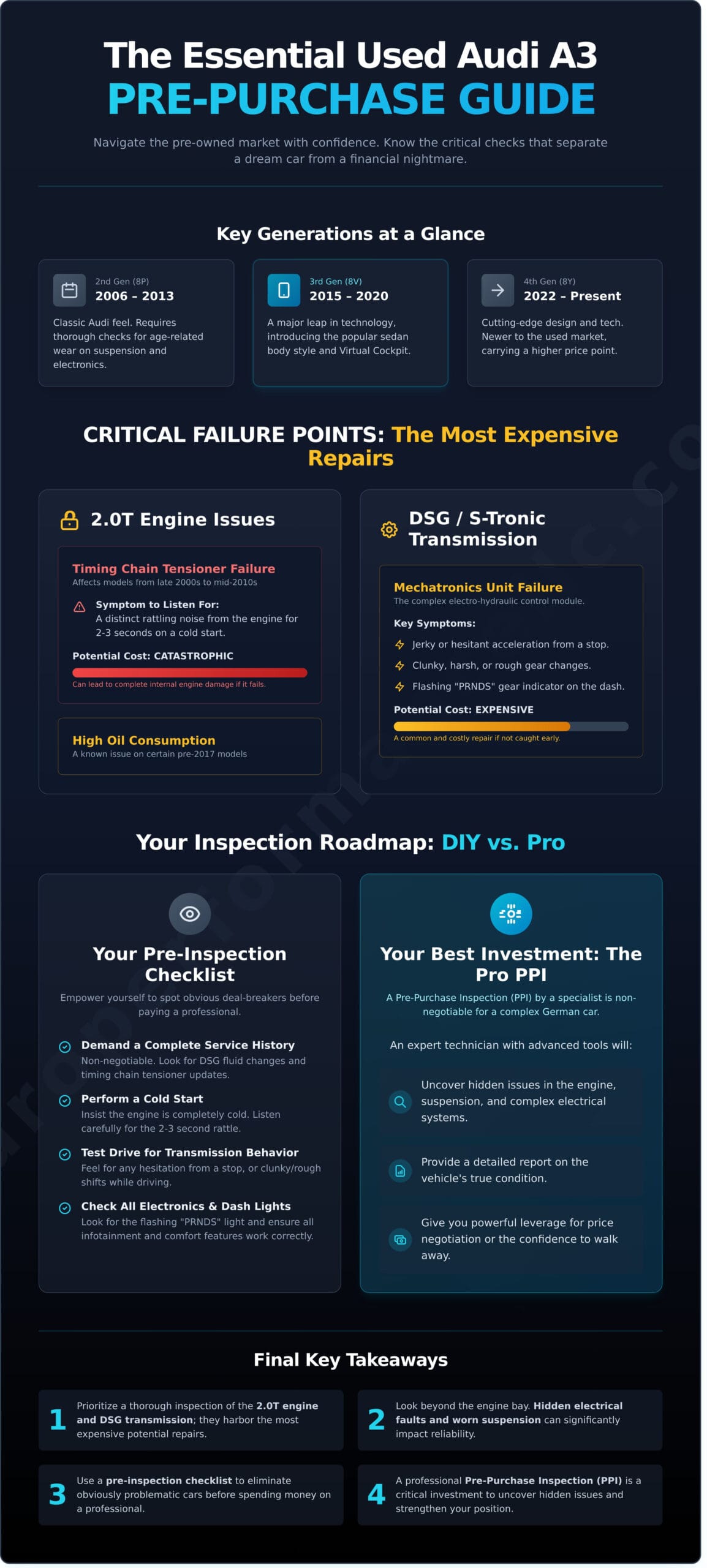 Buying a Used Audi A3: Avoid These Common Costly Issues - Infographic