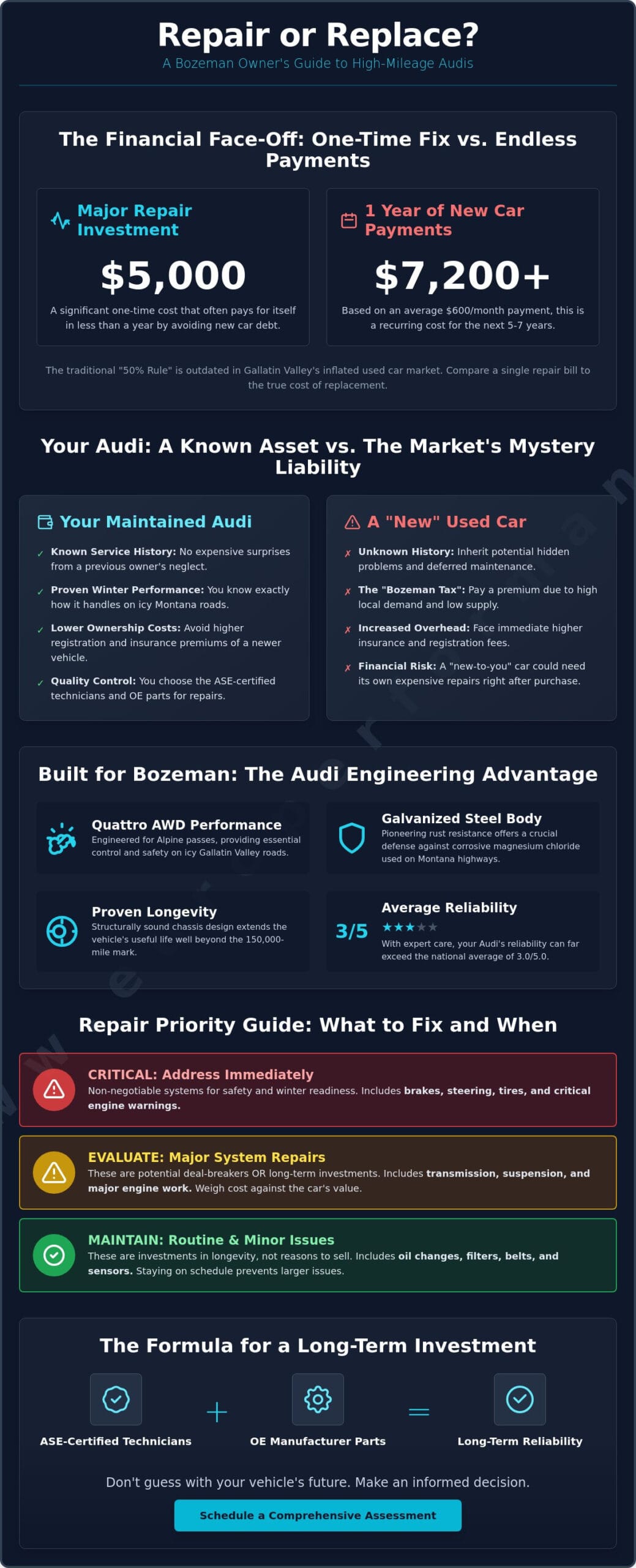 Is It Worth Fixing an Old Audi in Bozeman? A 2026 Repair vs. Replace Guide