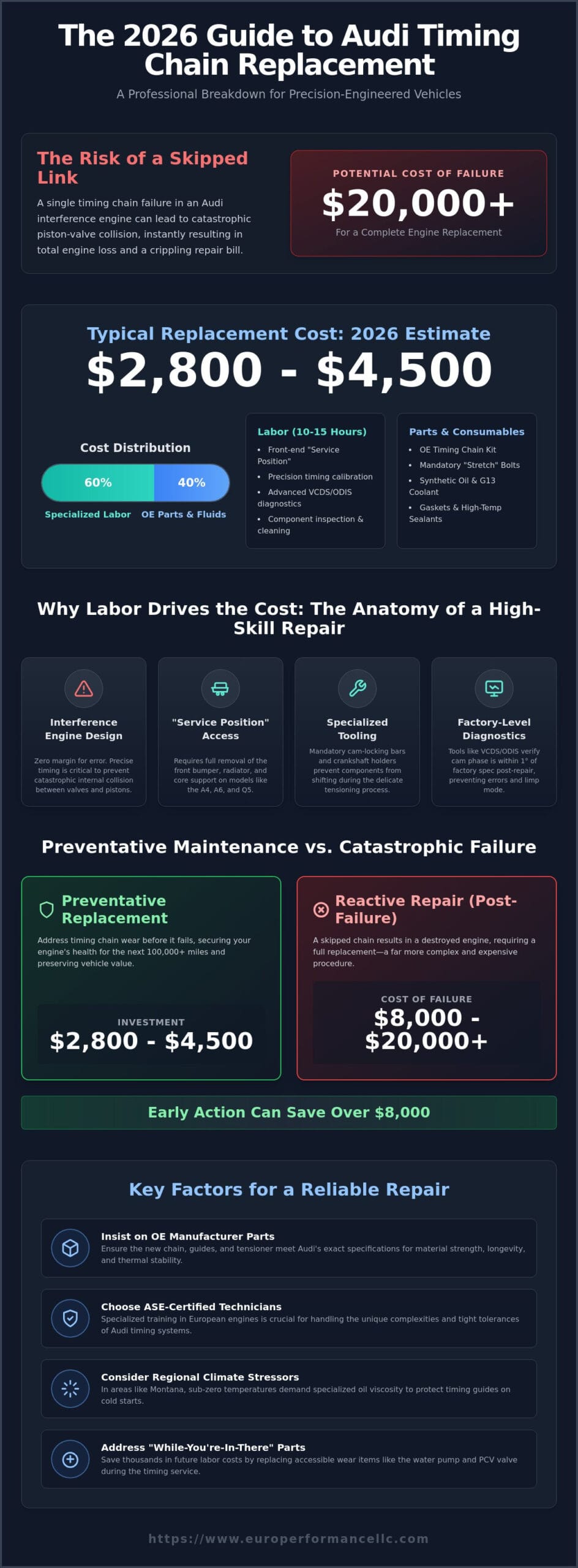 Audi Timing Chain Replacement Cost 2026: A Technical Pricing Guide for Owners